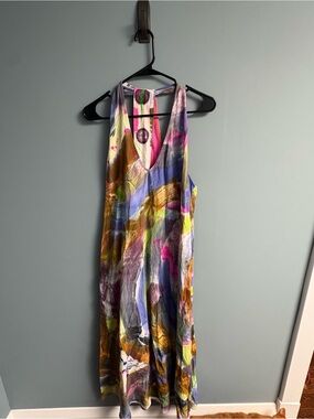 One of a Kind, Hand-painted Maxi Dress - V-Neck